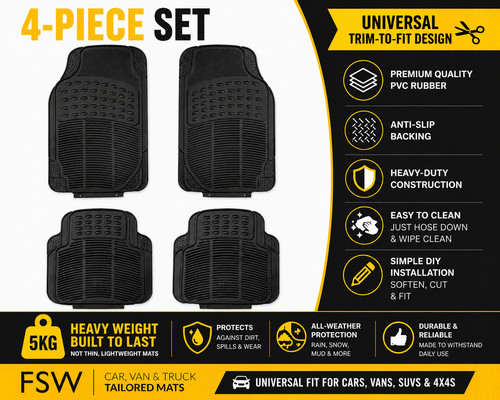 Car floor mats pvc black - car,